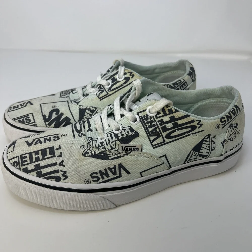 Vans Off The Wall Era Low Top Mint Green Black Logo Print Sneakers Womens Sz 6.5